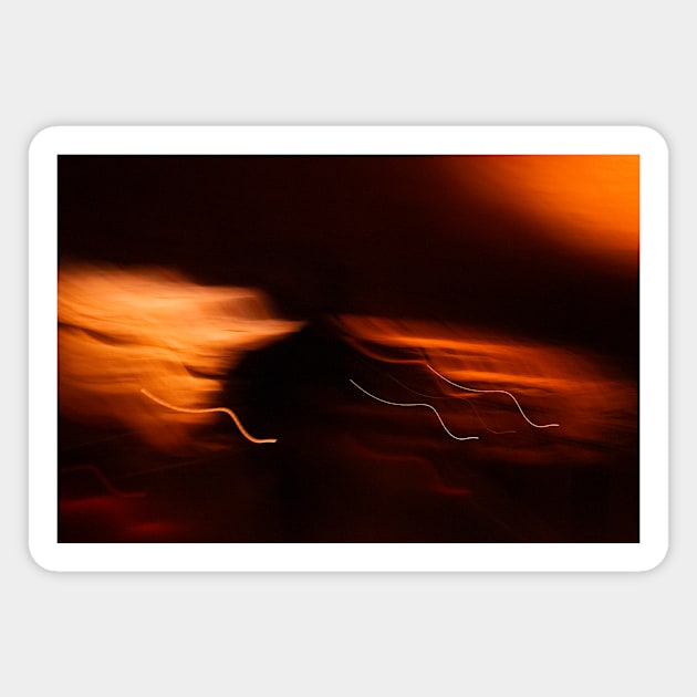 Orange fire blurred lights Magnet by Beccasab photo & design